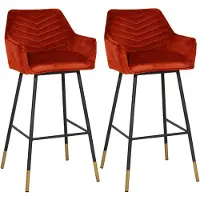 Bronx71 Velvet barkruk Fiona koper 65-78 cm - Barkrukken set van 2 - barstoel