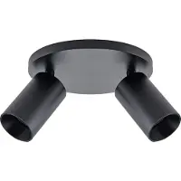 Deko-light CAN TILT plafondspot, zwart, Ø 20 cm, 2-lamps metaal GU10 TILT, dimbaar, zwart, Woon-/ Eetkamer, Aluminium, buitenspot