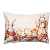 Clayre & Eef Kussenhoes 35x50 cm Beige Polyester Konijnen