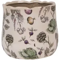 Clayre & Eef Keramiek Bloempot voor Binnen – Kleurrijke Groenten – Rustieke Pot – Ø 18 cm – Groentenmotief