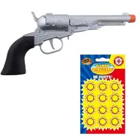Funny fashion Verkleed speelgoed revolver/pistool metaal 8 schots met 12x plaffertjes ringen