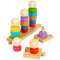 Bigjigs houten regenboogfamilie stapelspeelgoed, 25dlg.