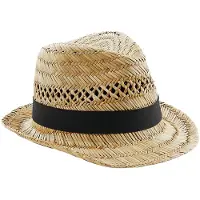 Beechfield Unisex rieten zomertrilby voor volwassenen (Natuurlijk)