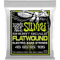 Ernie Ball 2818 Regular Slinky Flatwound Short Scale 45-105 snarenset voor basgitaar
