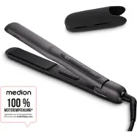 Medion HS1 stijltang met display (5 instelbare warmtestanden, flexibele keramische/tourmaline verwarmingsplaten met temperatuursensor, stijltang) wit
