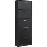 En.casa Schoenenkast Sykkylven 5 kleppen zwart 169x60x24 cm []