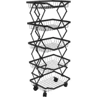 MCW Plank -N53, keuken plank mobiele plank keuken trolley stand plank, mand opvouwbaar oprolbaar ijzer 95x39x28cm ~ zwart