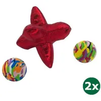 Kong cat active jacks stuiterbal multipack met catnip rood 2x 10,5x8x7 cm