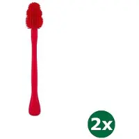 Kong brush schoonmaakborstel rood 2x 3x3x18 cm