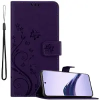Cadorabo Hoesje geschikt voor Realme 13 Pro 5G in BLOEMEN DONKER PAARS - Beschermhoes in bloemmotief met magnetische sluiting, standfunctie en kaartsleuven Book Case Cover Etui