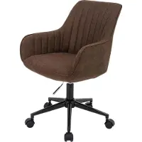 Mendler Bureaustoel -J62, bureaustoel bureaustoel fauteuil, stof/textiel met armleuningen ~ bruin