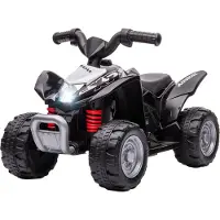 AIYAPLAY elektrische quad voor kinderen, 2,8 km/h, LED-koplamp, voor 1,5-3 jaar, zwart, 65,5 x 38,5 x 43,5 cm