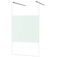 Maxaro Diamond Inloopdouche | 110 cm Zwart chroom Helder met matte strook Vrijstaande wand