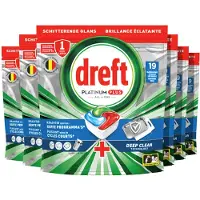 Dreft 6x Vaatwastabletten Platinum Plus All In One Deep Clean 19 Stuks