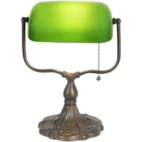 Clayre & Eef bureaulamp, bankierslamp, 27x20x36 cm, groen, bruin, metaal