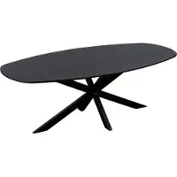 QUVIO Eettafel Sofia - Deens Ovaal - 180 x 90 cm - Stalen kruispoot - FSC gecertificeerd mangohout - Zwart