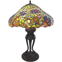 Clayre & Eef Tiffany tafellamp 5LL-6055, bruin / roest, Woon-/ Eetkamer, Kunststof, Tiffany, tafellamp