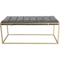 Clayre & Eef Poef 110x50x46 cm hout metaal rechthoek hocker