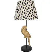 Clayre & Eef Tafellamp papegaai Ø 25x51 cm beige zwart kunststof rond