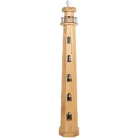 Clayre & Eef Vloerlamp vuurtoren 23x23x140 cm hout rechthoek staande lamp