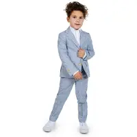 Opposuits kostuum Daily lichtblauw Jongens Polyester Reverskraag Streep - maat 110/116