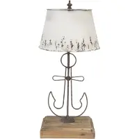 Clayre & Eef Tafellamp Ø 35x79 cm bruin hout ijzer bureaulamp