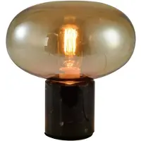 QUVIO Tafellamp retro - Marmer met ovaal glazen kap - Diameter 22 cm