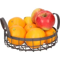 QUVIO Decoratieve Fruitschaal met Handvatten - Rond - Bruin - Ø 20 cm