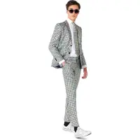 Oppo Merchandise Group B.V. kostuum Discoballer met all over print zilver/zwart male | Maat: 146/152