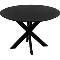 QUVIO Eettafel Sofia – Rond – Ø120 – Stalen kruispoot – FSC-gecertificeerd mangohout – Zwart