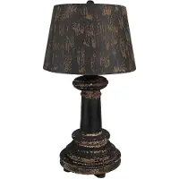Clayre & Eef Tafellamp Ø 35x64 zwart hout metaal bureaulamp