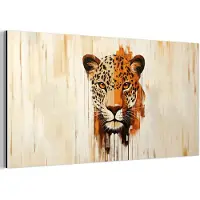 MuchoWow Aluminium schilderij 160x80 cm - Wanddecoratie metaal - Luipaard - Symmetrisch - Strepen - Metalen muurdecoratie woonkamer - Decoratie industrieel - Foto op dibond - Industriële accessoires slaapkamer