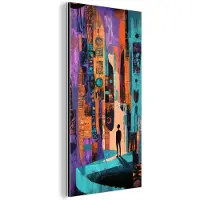 MuchoWow Aluminium schilderij 20x40 cm - Wanddecoratie metaal - Abstract - Figuren - Kleurrijk - Metalen muurdecoratie woonkamer - Decoratie industrieel - Foto op dibond - Industriële accessoires slaapkamer