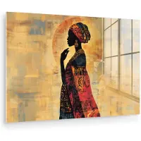 MuchoWow Glasschilderij 180x120 cm - Schilderij acrylglas - Vrouw - Silhouet - Patronen - Sierlijk - Foto op glas - Muurdecoratie woonkamer - Wanddecoratie slaapkamer - Schilderijen