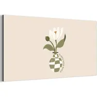 MuchoWow Aluminium schilderij 160x80 cm - Wanddecoratie metaal - Bloem - Wit - Vaas - Quote - Metalen muurdecoratie woonkamer - Decoratie industrieel - Foto op dibond - Industriële accessoires slaapkamer