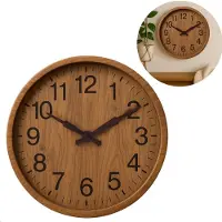 Cheqo Luxe Wandklok - Wand Klok - Moderne Klok - Houtlook - Lichtbruin - 30 cm - Kunststof Design - Batterij