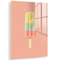 MuchoWow Glasschilderij 120x160 cm - Schilderij acrylglas - Waterijsje - Pasteltinten - Minimalistisch - Foto op glas - Muurdecoratie woonkamer - Wanddecoratie slaapkamer - Schilderijen