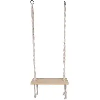 Home Deco Factory CMP Tuin/balkon schommel / Macrame Swing - naturel - hout/stof - 60 x 20 x 150 cm - volwassenen