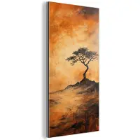 MuchoWow Aluminium schilderij 20x40 cm - Wanddecoratie metaal - Boom - Landschap - Oranje - Metalen muurdecoratie woonkamer - Decoratie industrieel - Foto op dibond - Industriële accessoires slaapkamer