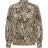 ONLY ONLJANE LIFE L/S BOW TOP PTM Dames Top - Leather Brown Soft Sway