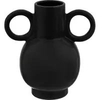 Atmosphera Olme Vaas - Decoratieve Bloemenvaas - Moderne Design Vaas - Vaas voor Woonkamer en Interieur - Waterdicht - Dolomiet Keramiek - 21 x 14.5 x 22.5 cm - Zwart