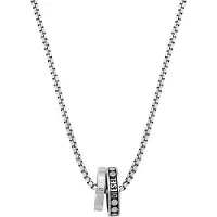 Diesel Ketting 'Double Pendant' zwart / zilver