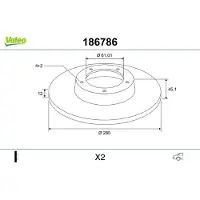 Valeo 186786 Remschijf