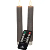 Annas collection Led dinerkaars 18 cm | Taupe | Bewegende vlam | 2 stuks