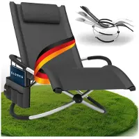 Aktiv shop GmbH Schommel Ligstoel voor Buiten met Zijvak, Relaxstoel tot 180 kg, Weerbestendige Tuinligstoel, Ligstoel voor Balkon en Tuin