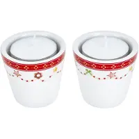 MamboCat Set van 2 Christmas Dream theelichthouders hoogte 5,1cm gemaakt van porselein