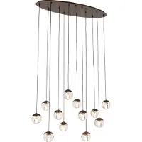 QAZQA Design hanglamp donker brons met helder glas 12-lichts - Inge