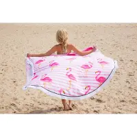 Call It Fouta Roundie Gypsy Flamingo pink fringe Ø 175cm van Call it Fouta!