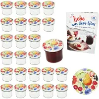MamboCat Set van 25 bekers 125 ml jampot inmaakpot Inmaakpot To 66 comic fruitdeksel incl. diamantsuiker gelei receptenboekje