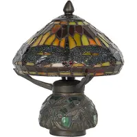 Clayre & Eef Tiffany tafellamp Libella, multicolor, Woon-/ Eetkamer, Glas, Tiffany, tafellamp